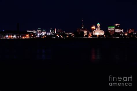 Buffalo Skyline at Night Photograph by Daniel J Ruggiero | Fine Art America