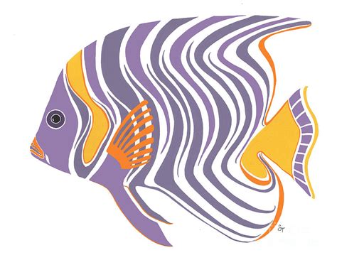 Mid Century Purple Fish Painting by Stephanie Wagg | Fine Art America