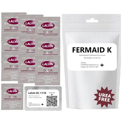 Amazon.com: Lalvin EC-1118 (10 Pk) + Fermaid K (2 oz) Yeast Nutrient ...