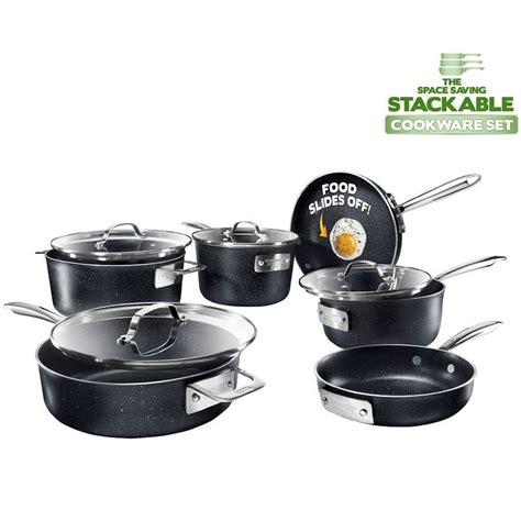 Granitestone Stackmaster Nonstick Pots and Pans Set, 10 Piece Complete ...