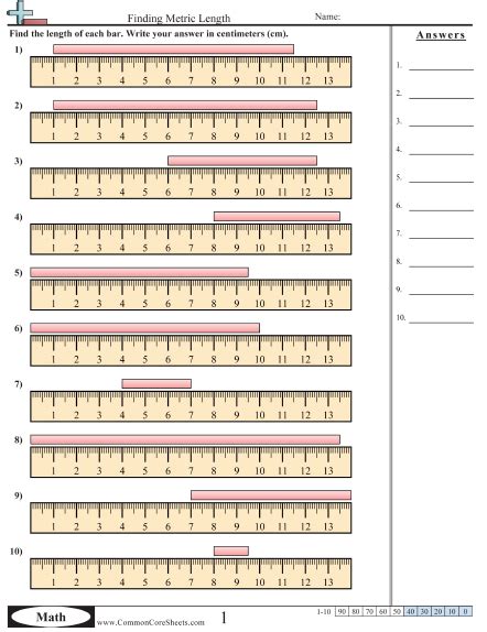 Metric Ruler Worksheet | Free - CommonCoreSheets