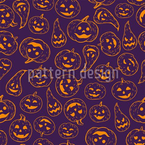 Halloween Gourd Seamless Vector Pattern Design