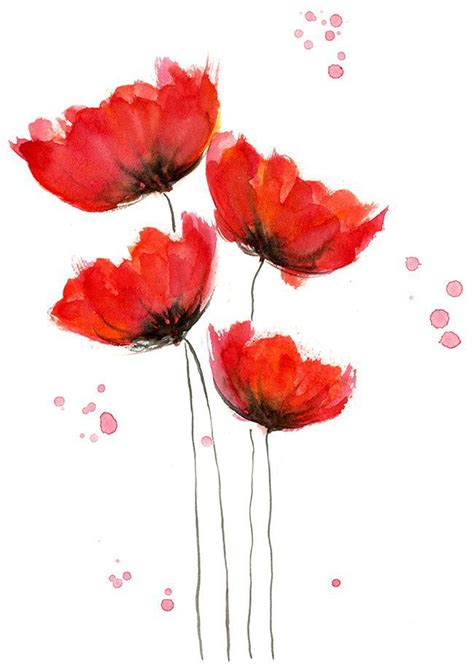 red flowers | Watercolor poppies, Painting, Watercolor art