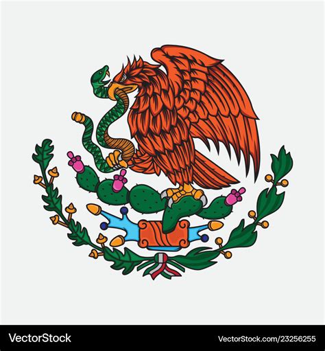 Mexico flag the eagle and snake Royalty Free Vector Image