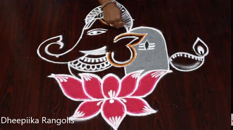 Dot Rangoli for Ganesh Festival Ganesh Rangoli with dots 7x1 vinayaka chavithi special muggulu ...