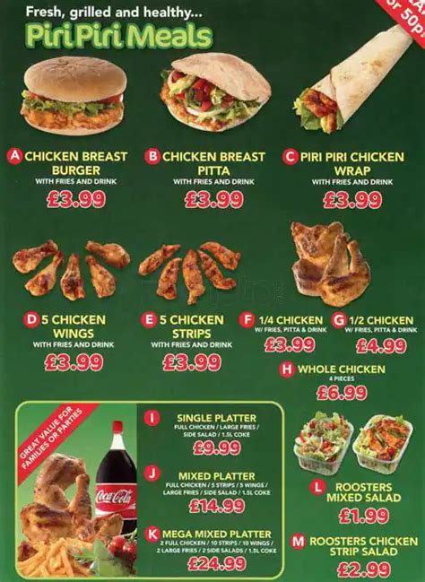 Roosters Piri Piri Menu, Menu for Roosters Piri Piri, Hounslow, London ...