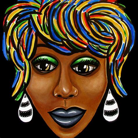 Abstract Black Woman Face Art Pop Art Colorful Afrocentric Painting ...