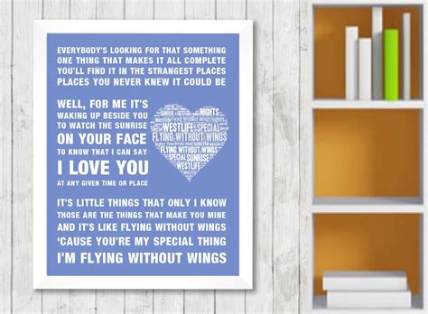 WESTLIFE Flying Without Wings Music Love Song Lyrics Wall Art | Etsy