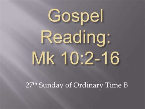 27th Sunday Gospel of ordinary time B