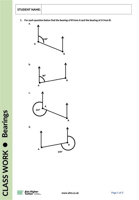 GCSE Bearings Worksheet