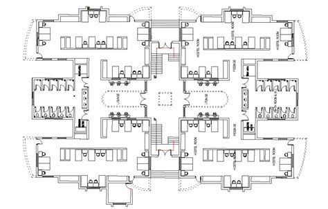 Plan of the hostel building is given in this Autocad drawing file.Download the 2D Autocad DWG ...