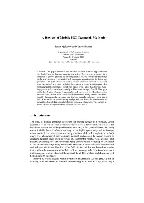 (PDF) A review of mobile HCI research methods