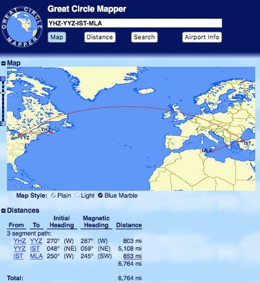 Great-Circle-Mapper-example - Packing Light Travel