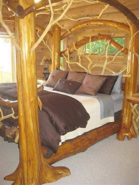 Tree bed I found on facebook.... Awesome! | Bedroom design, Rustic log furniture, Furniture