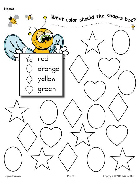 6 Bee Themed Shapes Coloring Pages! | Shape coloring pages, Preschool coloring pages, Shapes ...