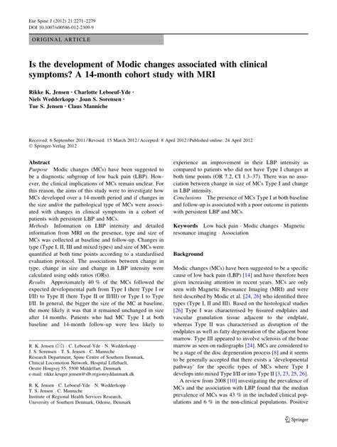 (PDF) Is the development of Modic changes associated with clinical ...