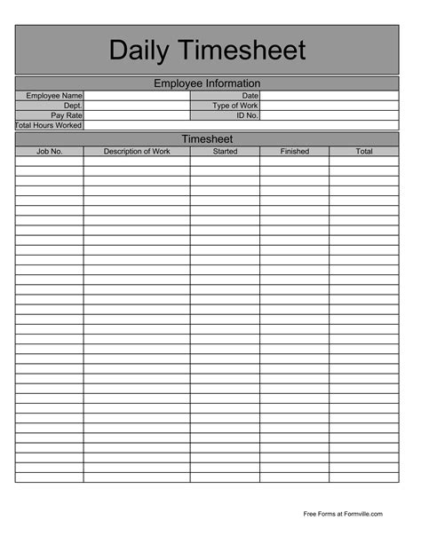 Printable Daily Timesheet Template Available In Excel, Word, And Google Sheets For You To Track ...