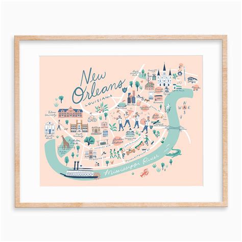 Nueva Orleans Mapa Impreso Nueva Orleans Luisiana Jackson | Etsy España