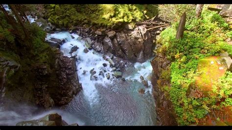 Nooksack Falls and the Nooksack River aerial video. HD 4K. - YouTube