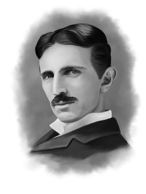 Nikola Tesla BW Digital Art Portrait Digital Art by Vladimir Tuzlay ...