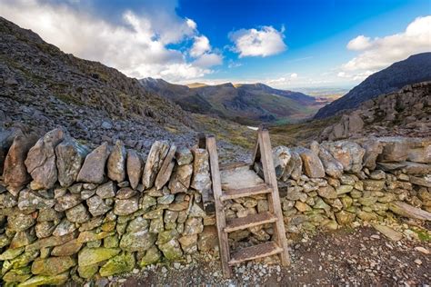 View of very easy mountain trail of Carneddau and Glyderau in Wales of ...