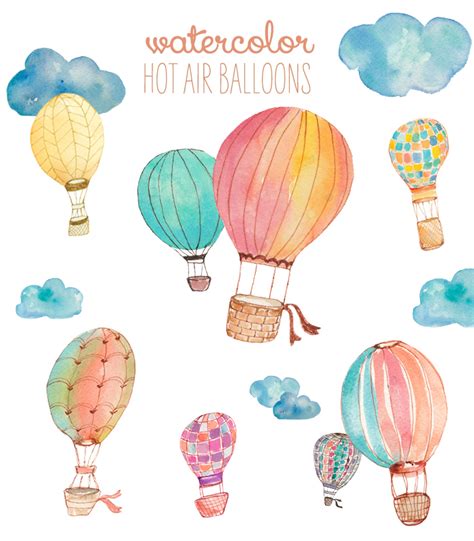 Watercolor Hot Air Balloon Clip Art