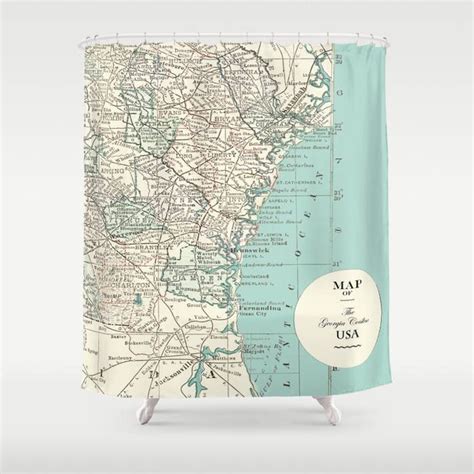 Georgia Coastline Map Shower Curtain Atlantic Seaboard Travel Home ...