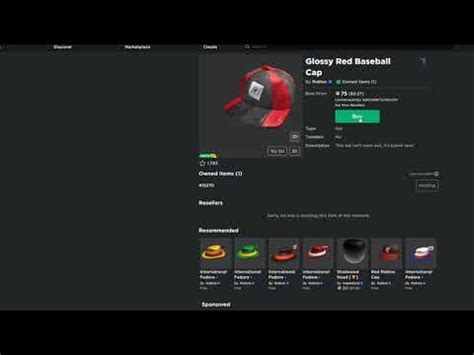 Buying a second Glossy Red Baseball Cap | Roblox - YouTube