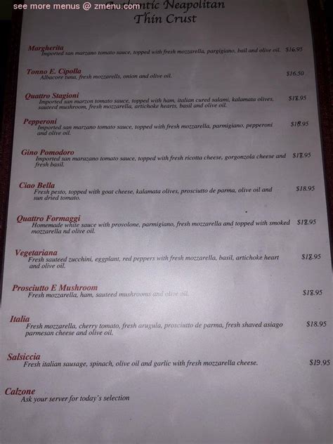 Menu at Ciao Bella restaurant, Anacortes