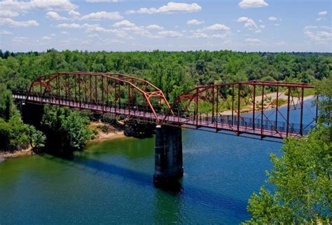 Old Red Bridge Over the American River Stock Image - Image of ...