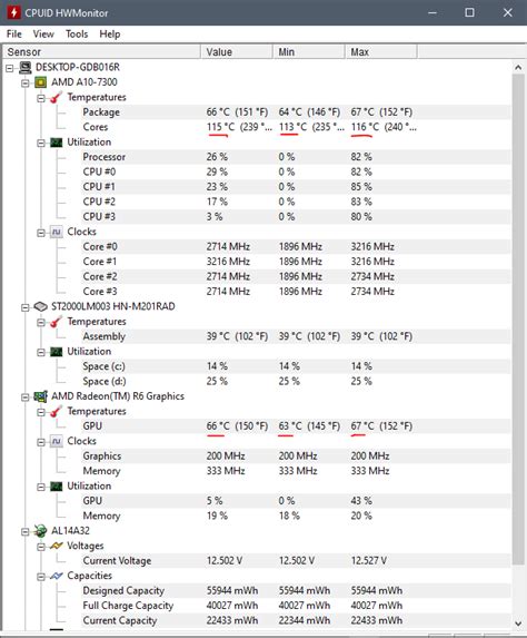 battery - The CPU core temperature is over 110 °C. Is it too high? - Super User