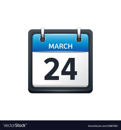 March 24 calendar icon flat Royalty Free Vector Image