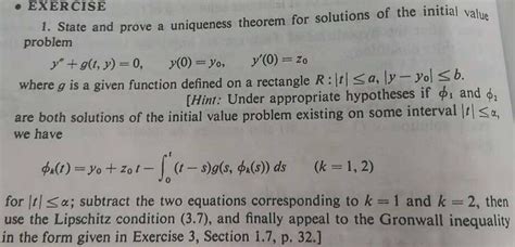 Solved e EXERCISE 1. State and prove a uniqueness theorem | Chegg.com