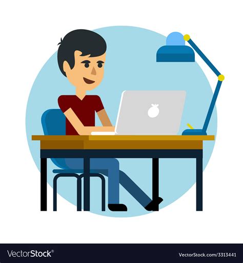 Man working with laptop Royalty Free Vector Image