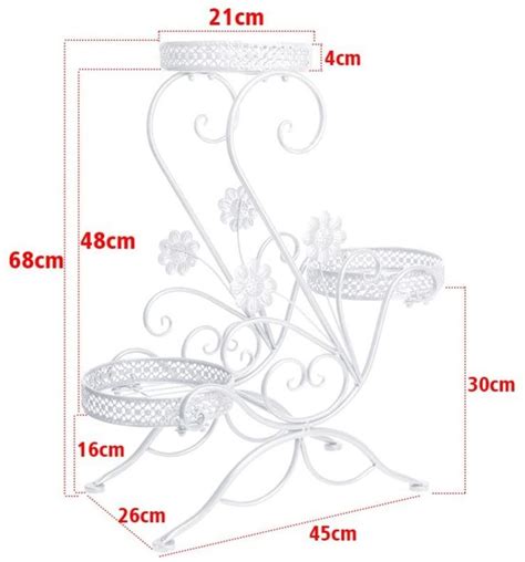 3-Tiered Scroll Plant Pot Stand Outdoor Indoor Metal Plant Stand Rack ...