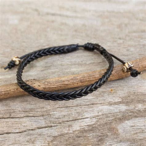 Handmade Men's Leather 'Single Black Braid' Bracelet (Thailand) - Free Shipping On Orders Over ...