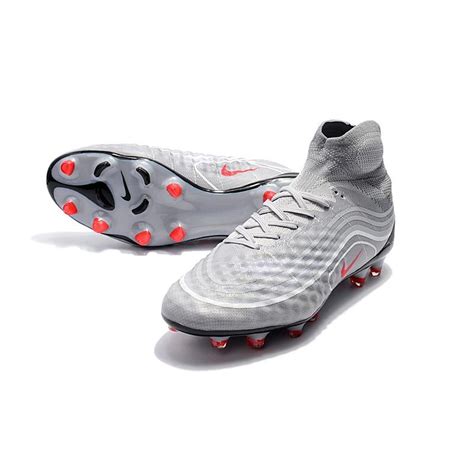 Nike Soccer Cleats 2017 Magista Obra II Firm-Ground Air Max - Cool Grey Varsity Red Black