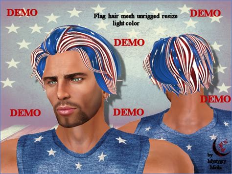 Second Life Marketplace - DEMO Flag hair men mesh unrigged resize 2 colors dark and light flag