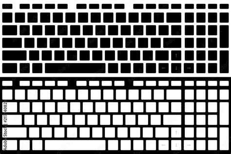 Silhouette Computer Keyboard Vector Isolated. Black and White Version Stock Vector | Adobe Stock