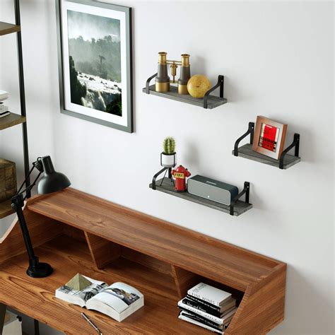 Love-KANKEI Floating Shelves Wall Mounted Rustic Wood Wall Shelves Set ...