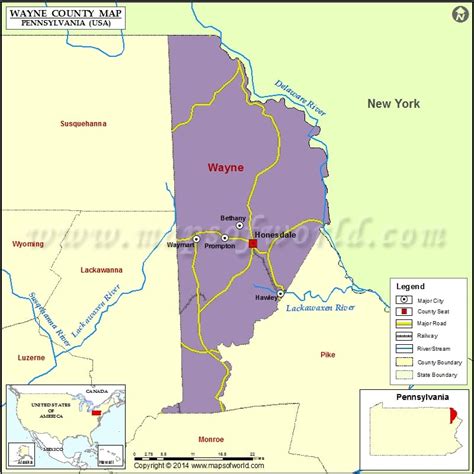 Wayne County Map, Pennsylvania