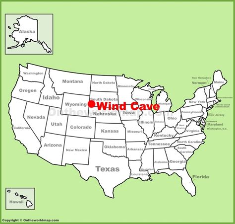 Wind Cave National Park location on the U.S. Map - Ontheworldmap.com