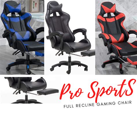 Pro Sports Gaming Chair With Back Recline & Foot Rest - The Home Mart