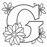 Alphabet G coloring Page With The Flower letter Digital Outline  sketch template