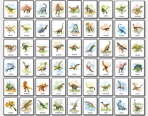 54 Dinosaur Types With Names Posters Jurassic Dinosaurs - Etsy Australia