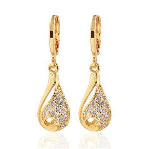 Aliexpress.com : Buy Women CZ Drop Earrings Gold Color Elegant Dangle Earrings Jewelry Gifts ...