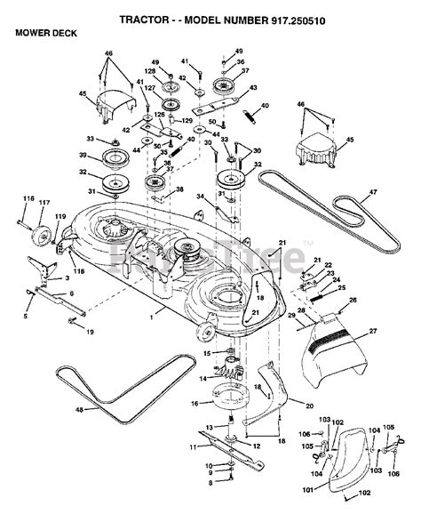 Craftsman Lawn Tractor Mower Deck Parts