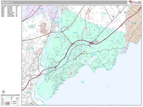 Milford Connecticut Wall Map (Premium Style) by MarketMAPS - MapSales.com