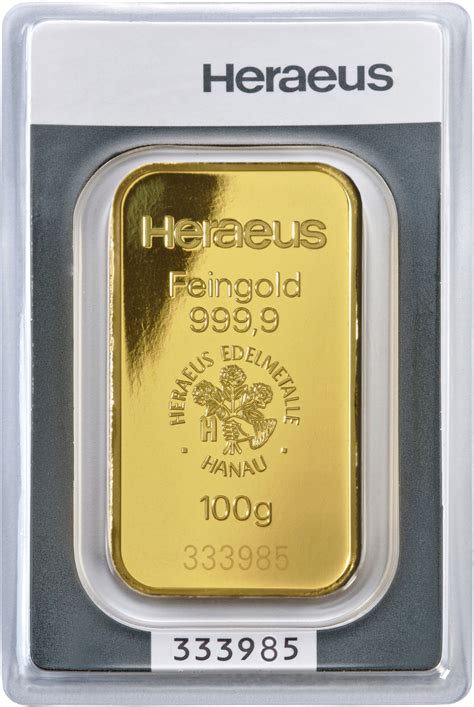 100g Heraeus Gold Bullion Bars | BullionByPost - From £3,103