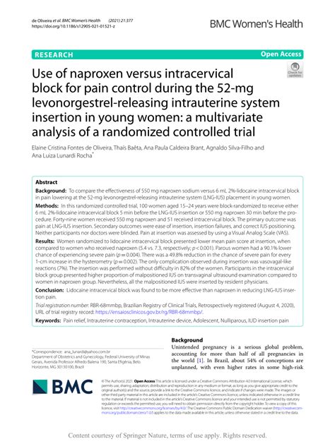 (PDF) Use of naproxen versus intracervical block for pain control ...